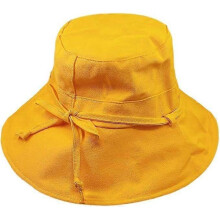 (Yellow) Women's Bucket Hats - Ladies Outdoor Fisherman Caps Sun Protection Wide Brim Som