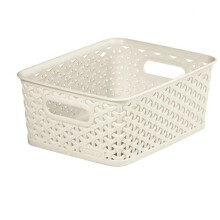 (12L, White) Curver Nestable Rattan Effect Basket