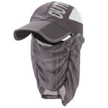 (Gray) Sun Cap Fishing Hat Wide Brim Breathable Foldable Baseball Caps Sun for Protection Hats with Neck Face Flap for Pink