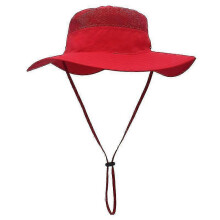(Red) Unisex Wide Brim Sun Hat,outdoor Upf 50+ Waterproof Boonie Hat Summer Uv Protection Sun Caps