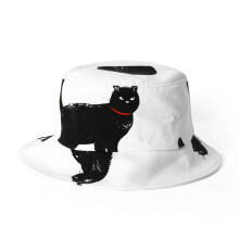 (White) Cute for Cat Pattern Fisherman Hat Basin Hat All-match Bucket Hat Summer for Sun for Protection Cap for Travel Hiking Ca White