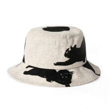 (Beige) Cute for Cat Pattern Fisherman Hat Basin Hat All-match Bucket Hat Summer for Sun for Protection Cap for Travel Hiking Ca White