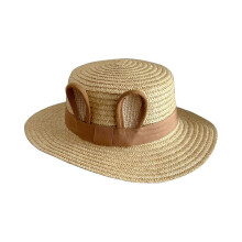 (Khaki) Beach Sun Hat Bucket Hat Little Girl Infant Toddlers Rabbit Ear Straw Caps Sun Protections Hat Travel Hat Black