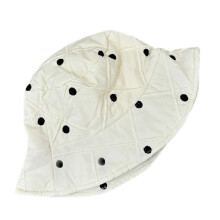 (White) Toddlers Girl Sun Protection Hat, Breathable Bucket Hat Cotton Basin Caps Travel Beach Headwear with Dot Decorations White