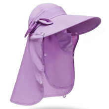 (Purple) Women's Sun Cap UPF+50 Detachable Flap Wide Brim Visor Sun Protection Hiking Hats