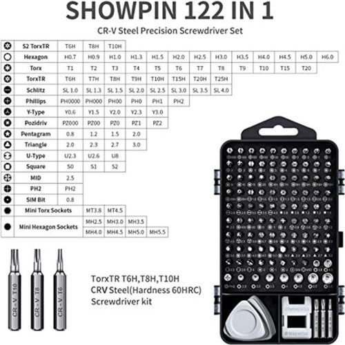 122-in-1 Magnetic Laptop Screwdriver Kit,Precision Screwdriver Set,Computer Repair Kit Hand Tools Hex Screw Driver Tool 2