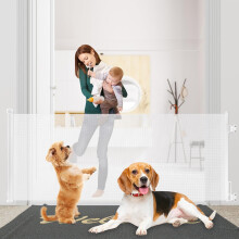 FlexShield Retractable Baby & Pet Safety Gate 180cm Extra Wide Mesh Stair Barrier with Dual Lock & One-Hand Operation (White)