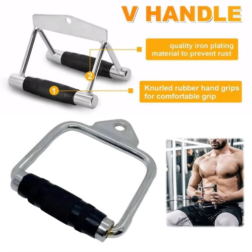 V Shaped Pull Rod Cable Pulldown Attachment Double D Row Handle for Strength Training 502 1