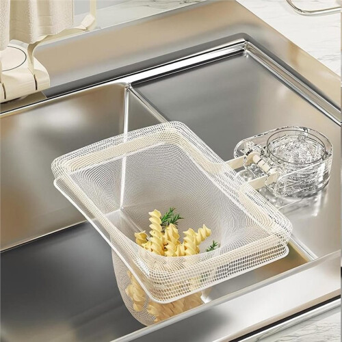Sink Strainer Basket with 200 Mesh Filter Bags,Multi-Function Hanging Colander & Foldable Food Waste Catcher for Kitchen 2