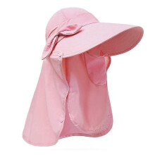 (Pink) Women's Sun Cap UPF+50 Detachable Flap Wide Brim Visor Sun Protection Hiking Hats
