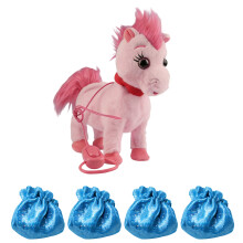 Electric Interactive Walking Horse Plush Toy Leash-Horse Pink