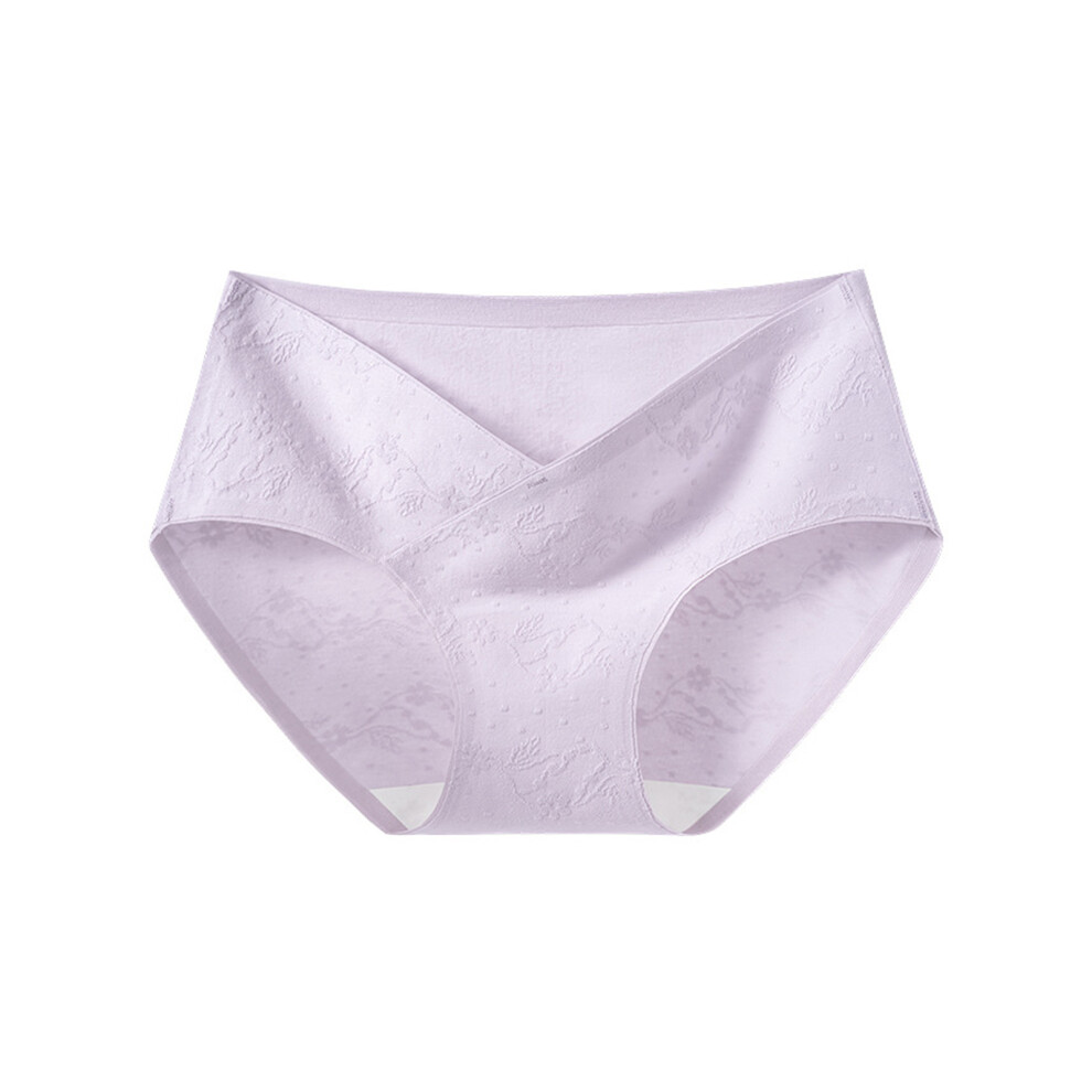 Breathable Jacquard Cotton Maternity Underpants-Purple L