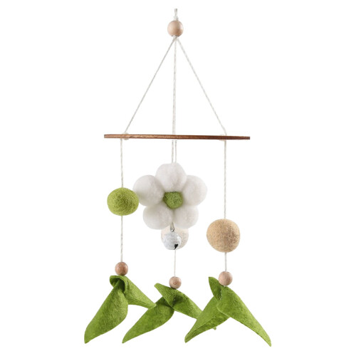 Sino dos Ventos de Madeira com Abelha e Flor para Quarto Infantil 1