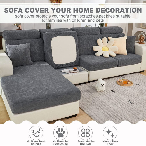 Capa para sofá modular em formato de L – Elástica, com 3 almofadas 1
