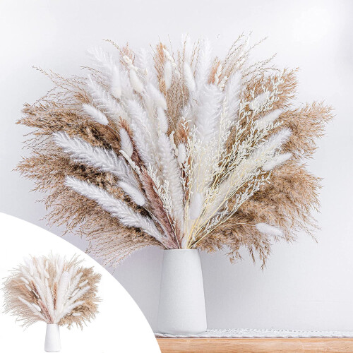 92 peças de decoração de capim-dos-pampas seco de 43 cm (17 polegadas) 1