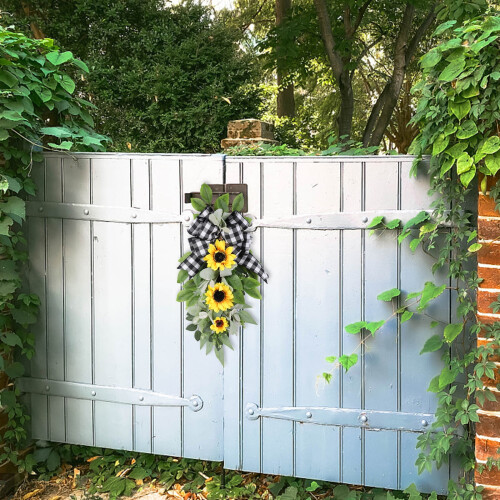 Sunflower swag with eucalyptus leaves 1 piece 2