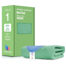 (86x137cm (Pack of 1)) Vitality Care Washable Incontinence Bed Pad 86x137cm, Waterproof Mattress Protector Reusable Bed Mat for Adults, Green