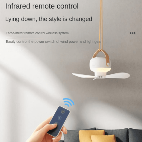 Ventilatore da soffitto portatile a LED con telecomando, 3600 mAh 1