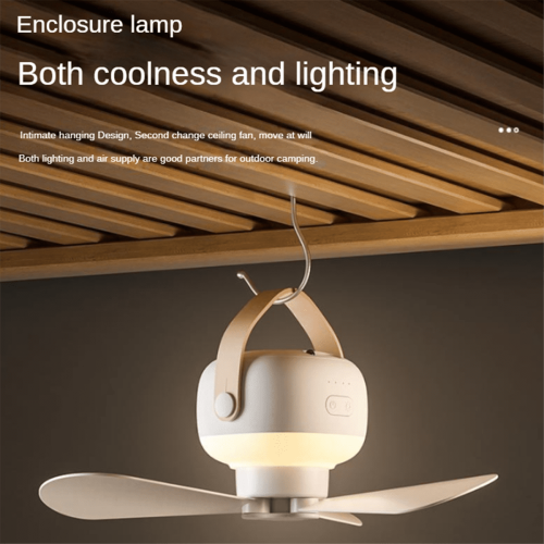 Ventilatore da soffitto portatile a LED con telecomando, 3600 mAh 2
