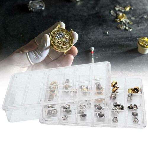 144PCS Watch Crowns Watch Waterproof Replacement Assorted Repair Tools with Box 2