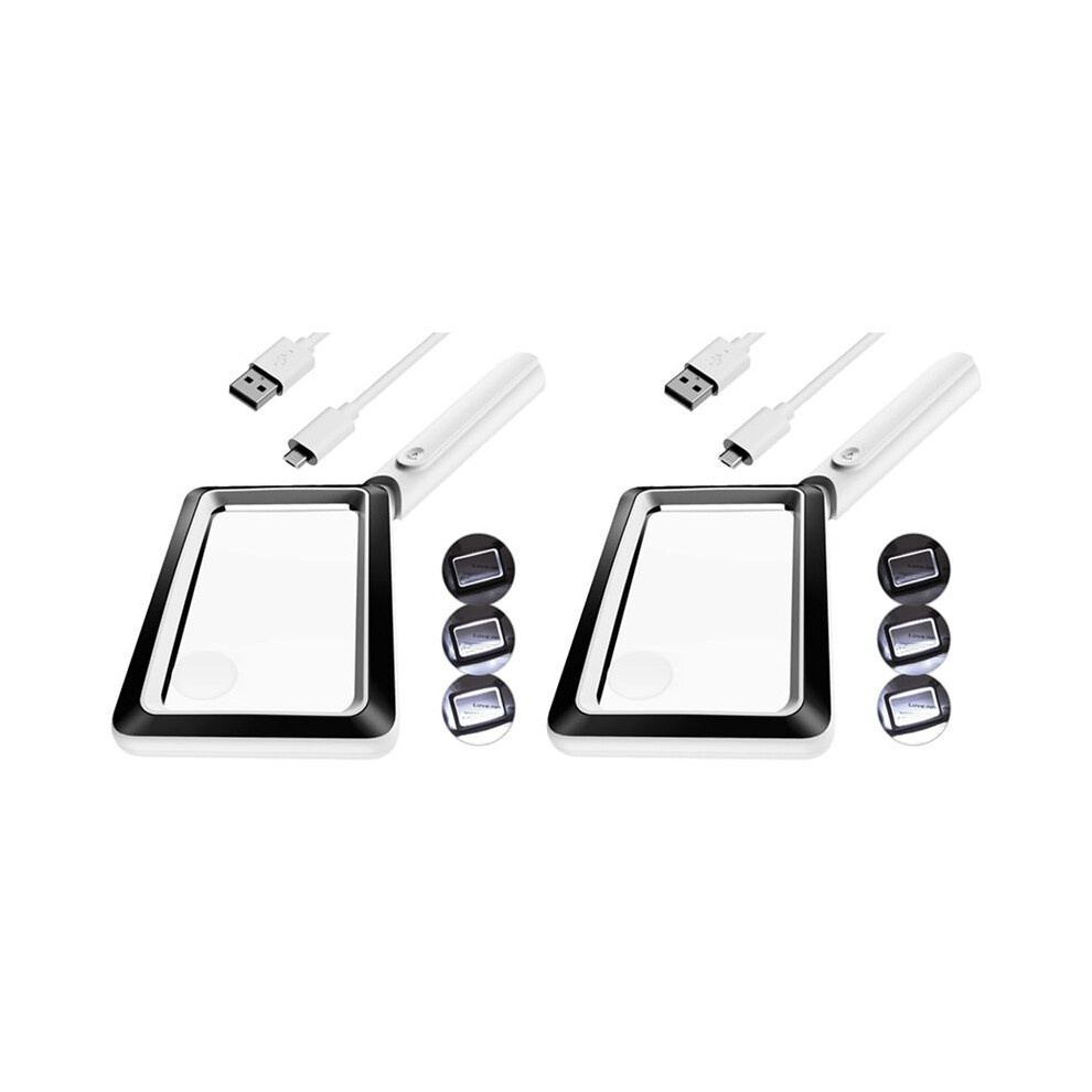 Light 2Pcs 4X Rechargeable Magnifying Glass With 20Leds, Handheld Rectangular Page Ed Magnifier, 3 Brightness Modes