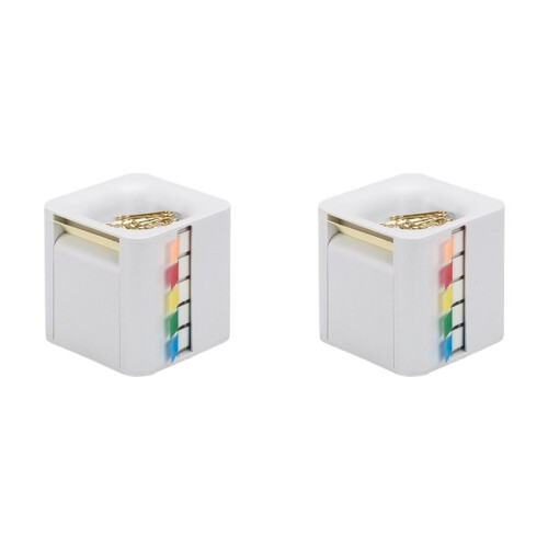 2X 5-in-1  Sticky Note Holder Multifunction Sticky Note Dispenser with   Sticky Notes, Sticky Tabs, A