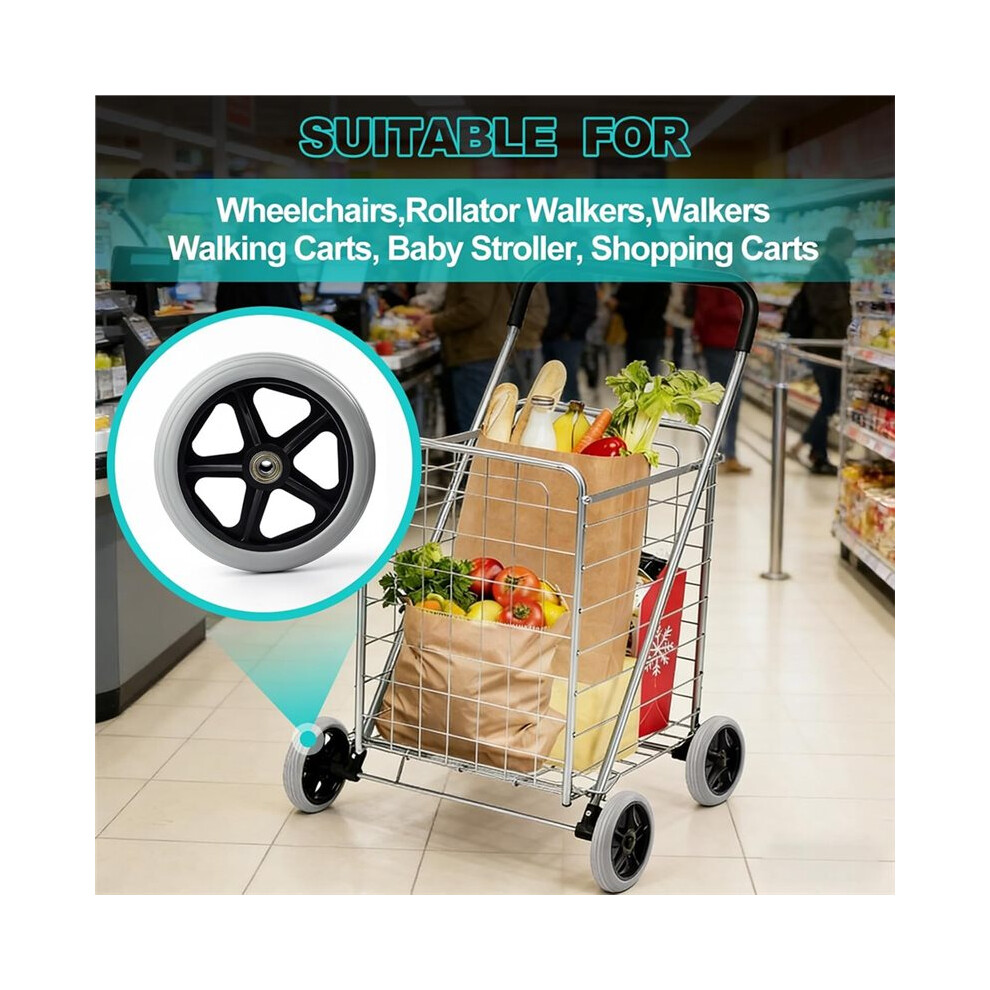 2Pcs 6 Inch Solid Wheelchair Replacement Wheels Rubber Material for Walkers, Rollators, Wheelchairs Accessories