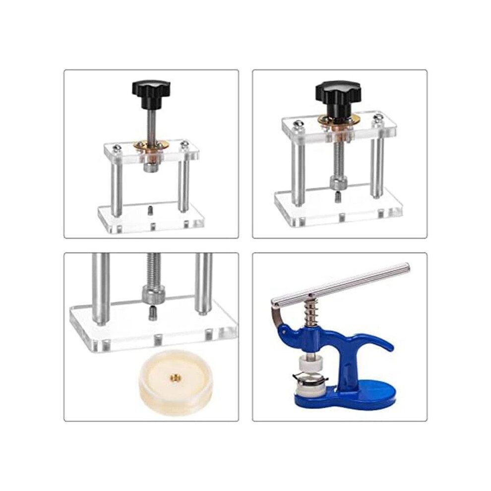 Watch Press Set, Watch Back Case Screw Type Closer With 20 Dies Acrylic Watchmaker Press Tool Set For Watch Repairing 4713271503427