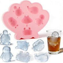 Ice Tray Shell Silicone Ice Trays with Cute Marine Life Shapes Cubes Easy to Release for Freezer Home B