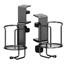 Porte-Gobelet de Bureau 2 en 1 Sans Perçage, Bras de Serrage Réglable et Amélioré, Support de Bord de Table Pivotant, Porte-Gobelet Anti-Chute