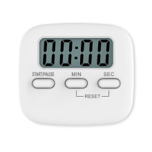 Minuteur de Cuisine Magnétique à Écran LCD avec Compte à Rebours et Fonction Sommeil, Blanc