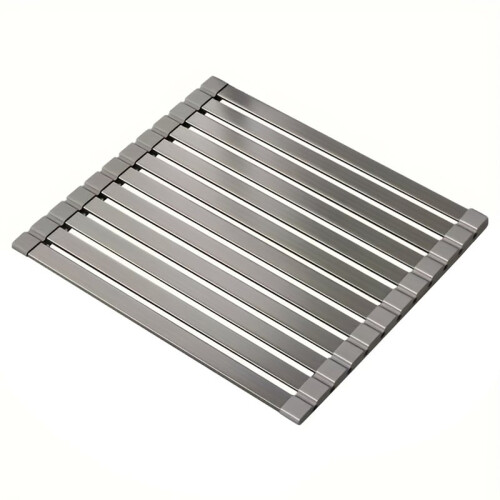 Kitchen Dish Rack, No-Drill Sink Drain Rack, Roll- Sink Storage Rack, Foldable 45cm