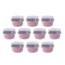 100Pcs 5Oz 125Ml Tazas Desechables para Hornear Tazas para Muffins Tazas con Tapas Papel de Aluminio Cupcake Tazas para Hornear-Rosa