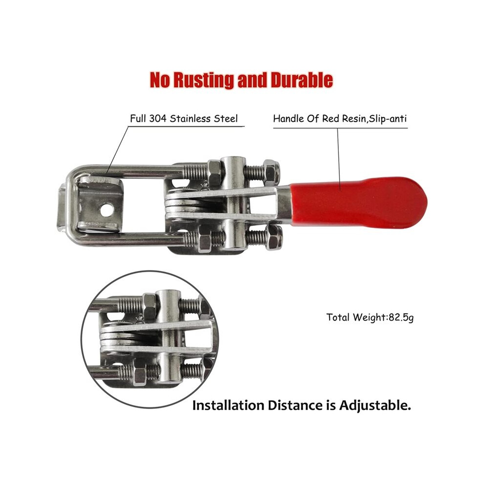 4Pcs 40323 Heavy Duty Toggle Clamp Capacity 400Lbs, 304 Stainless Steel Adjustable U Bolt Holding Quick Release 4713241331180