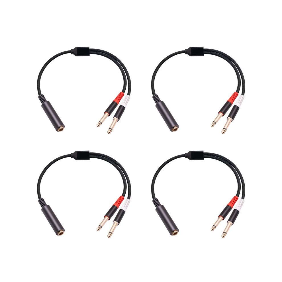 4Pcs 6.35Mm 1/4 Inch Stereo Trs Female To 2 Dual 6.35Mm Mono Ts Male Y Splitter Cable Audio Adapter Cable Red/White 4714078991738