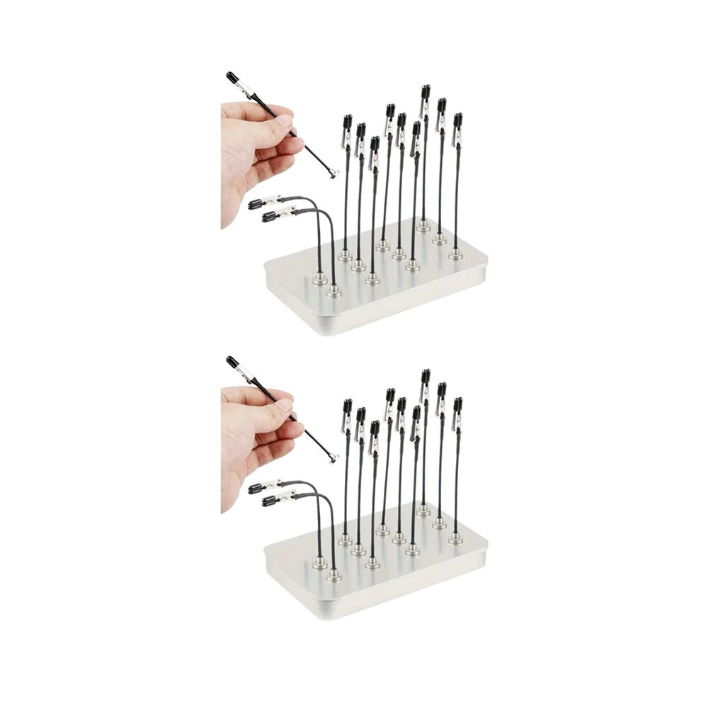 Model Stand Base With 12Pcs Metal Flexible Clips Model Painting Alligator Clip Stick For Model Airbrush Paint Silver 4713460686009
