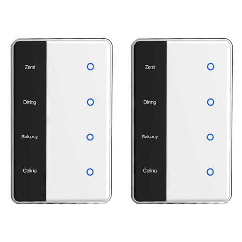 2X TUYA Zigbee DIY Name  4 Gang  Touchscreen  US Type Work with Tuya Alexa  Home Voice Control