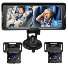 Car Baby Mirror Camera Dual Channel 6.8inch 1080P Display with 2 IR Night Vision Camera Automotive Baby Camera
