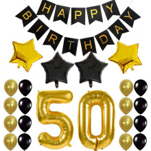 50Th Birthday Party Decor Kit Happy Birthday Balloon Banner Number "50" Balloons Mylar Foil and Ballons Party Supplies