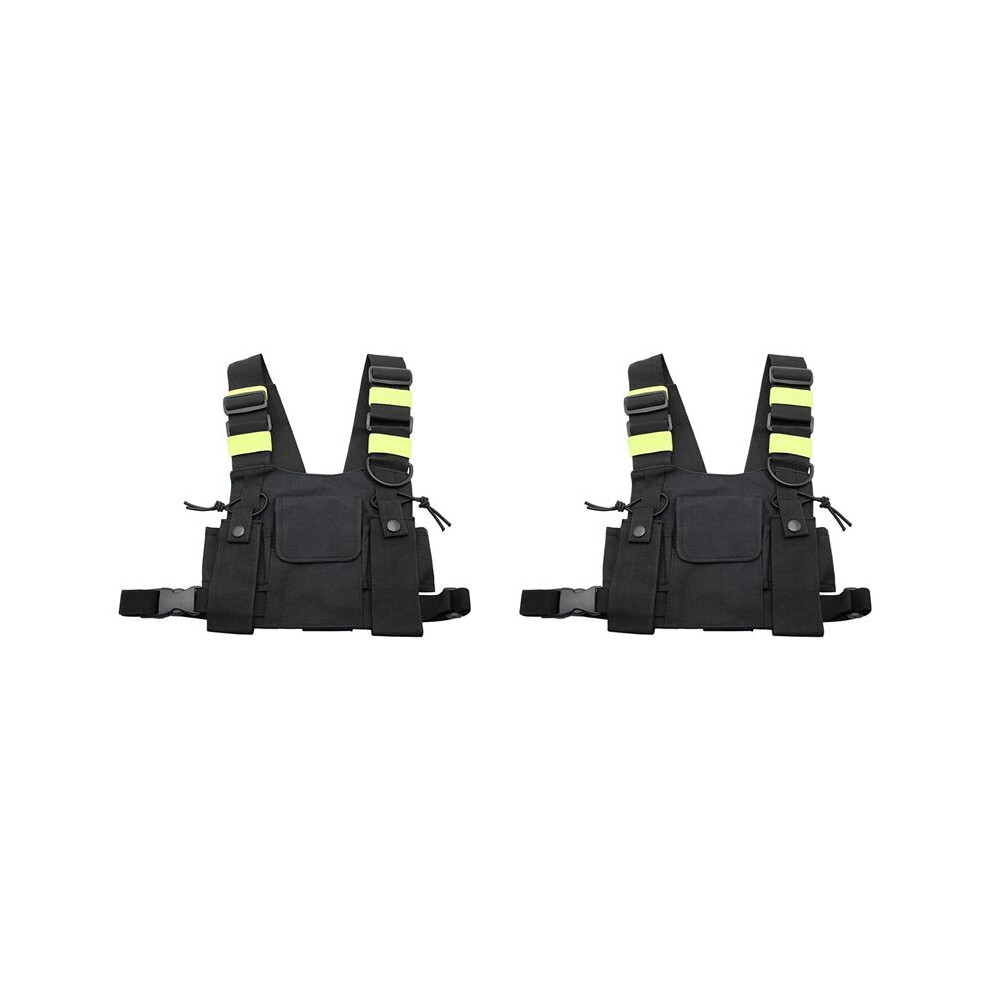 2X Walkie Talkie Double Chest Bag Radio Reflective Chest Harness Holder Bag Vest Rig Walkie Talkies Front Pack Pouch A 6033075654193