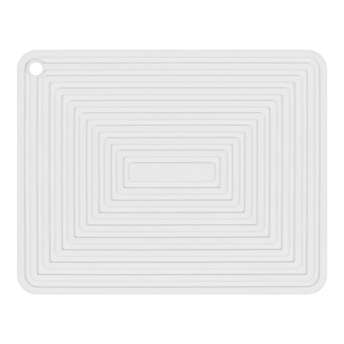 Large Silicone Pot Holder Square Thick Heat Insulation Pad Non-Slip Corrugated Kitchen Table Mat(White)