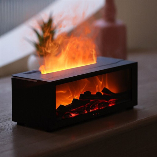 Eldstad Flame Luftfuktare Sovrum Varaktig Doft Maskin Simulerad Flame Aromaterapi Maskin Svart 2