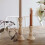 Wood Candlestick Holders Retro Unpainted Classic Set 3