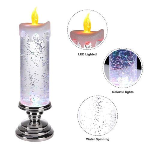 Vela de Natal LED, com água giratória que muda de cor, 27 cm 2