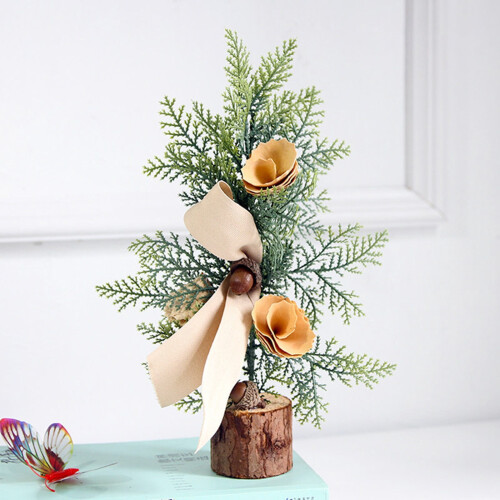 25cm Mini Artificial Christmas Tree PVC Brown 2