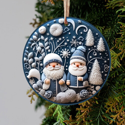 White and Blue Acrylic Christmas Ornaments Snowman Tree 1