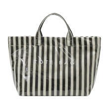 Modern Color Block Design Shopper Bag Transparent Top-Black