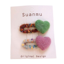 Colorful Heart Shaped Felt Hair Clips Hair Tie For-hairpin D