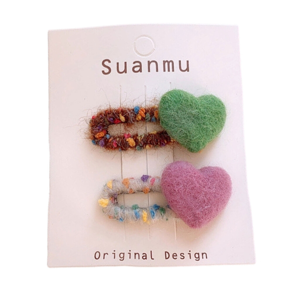 Soft Comfortable Felt Hair Clips For Babies Heart-hairpin D