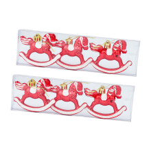 6Pcs Plastic Horse Statue Hanging Ornament For Door Mantels-Red